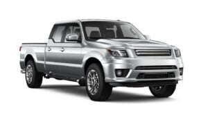 Silver pickup truck on a white background.